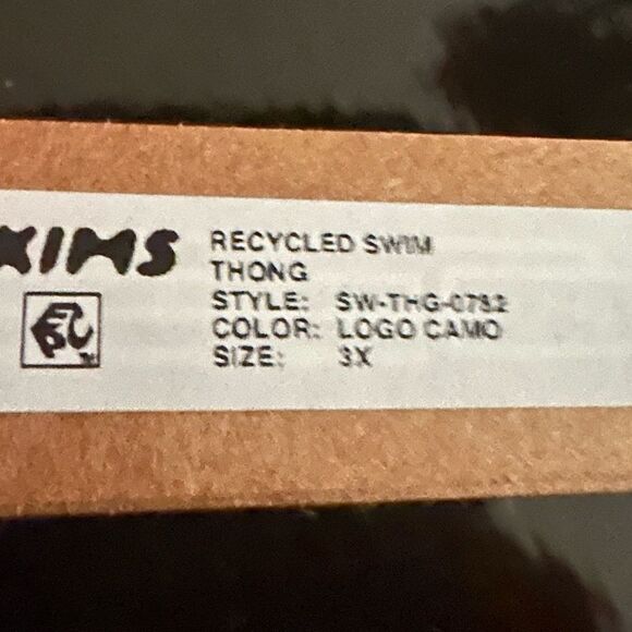 NWT SKIMS Recycled Logo Camo Green Brown Bikini Swim Thong Bottom - Picture 7 of 7